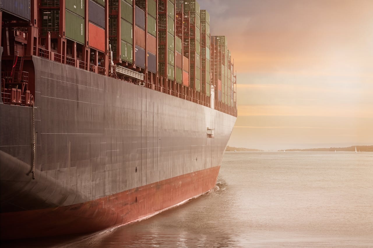 Container ship at sea